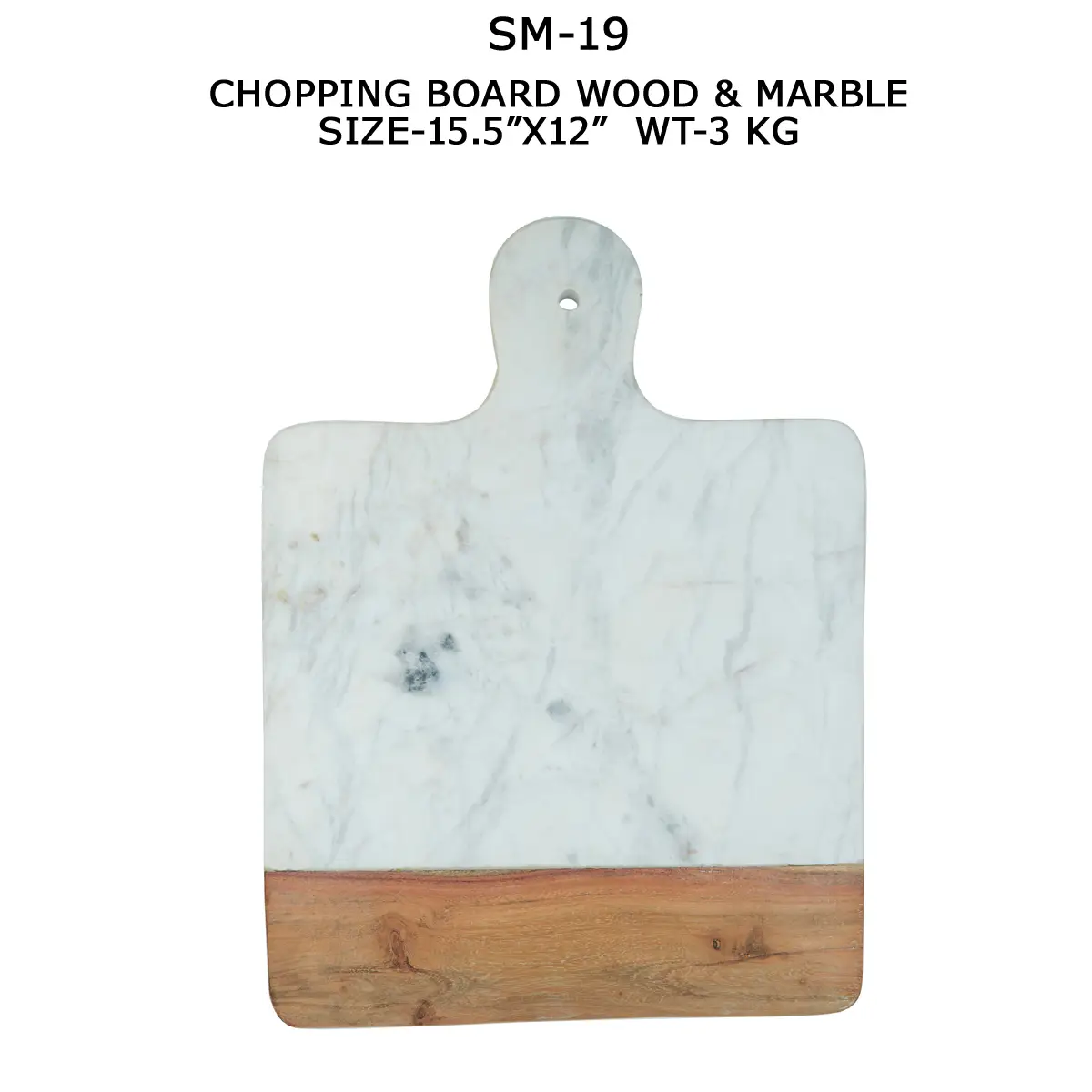 CHOPPING BOARD WITH HANDLE WOOD & MARBLE